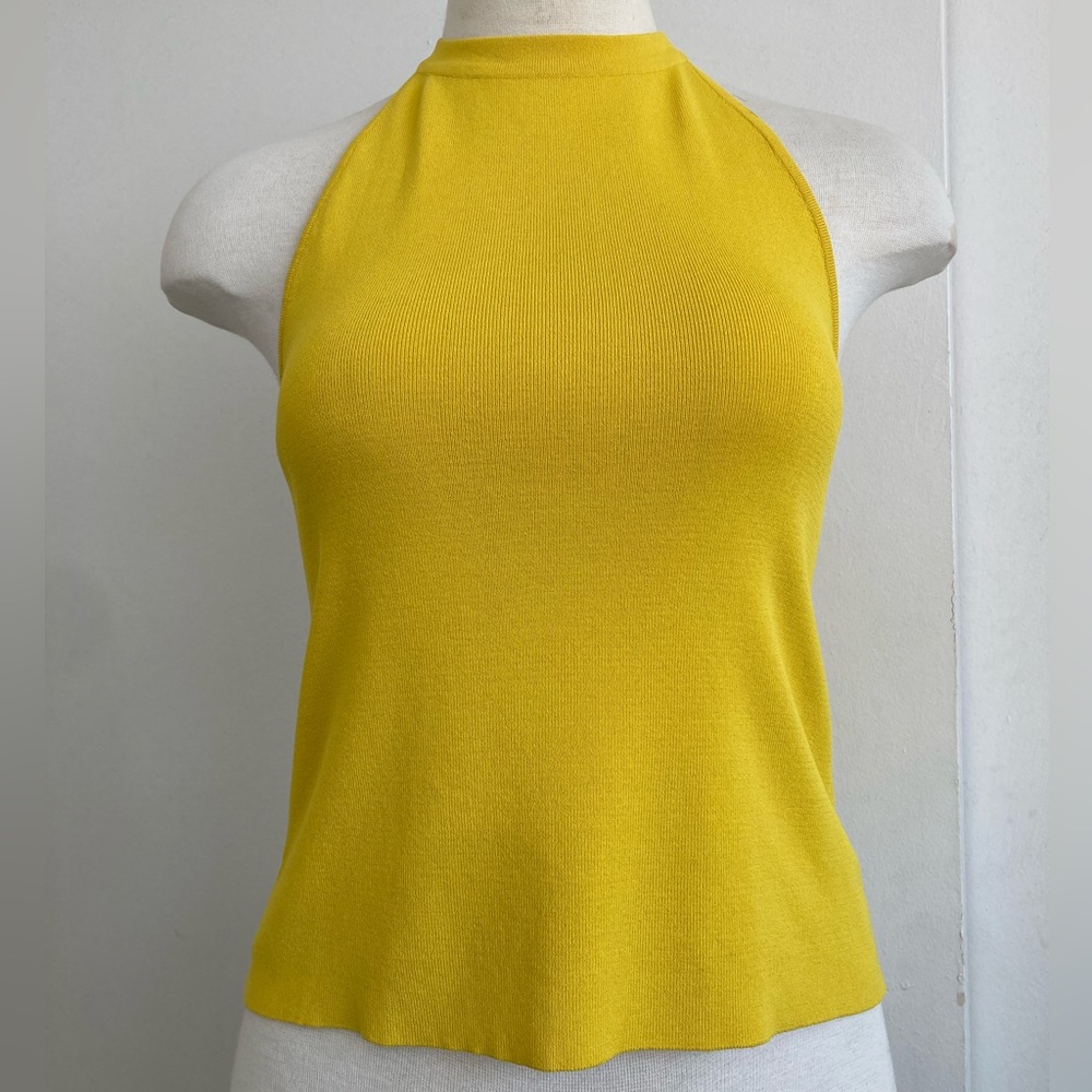 Zara Yellow Halter Neck Tank Top S